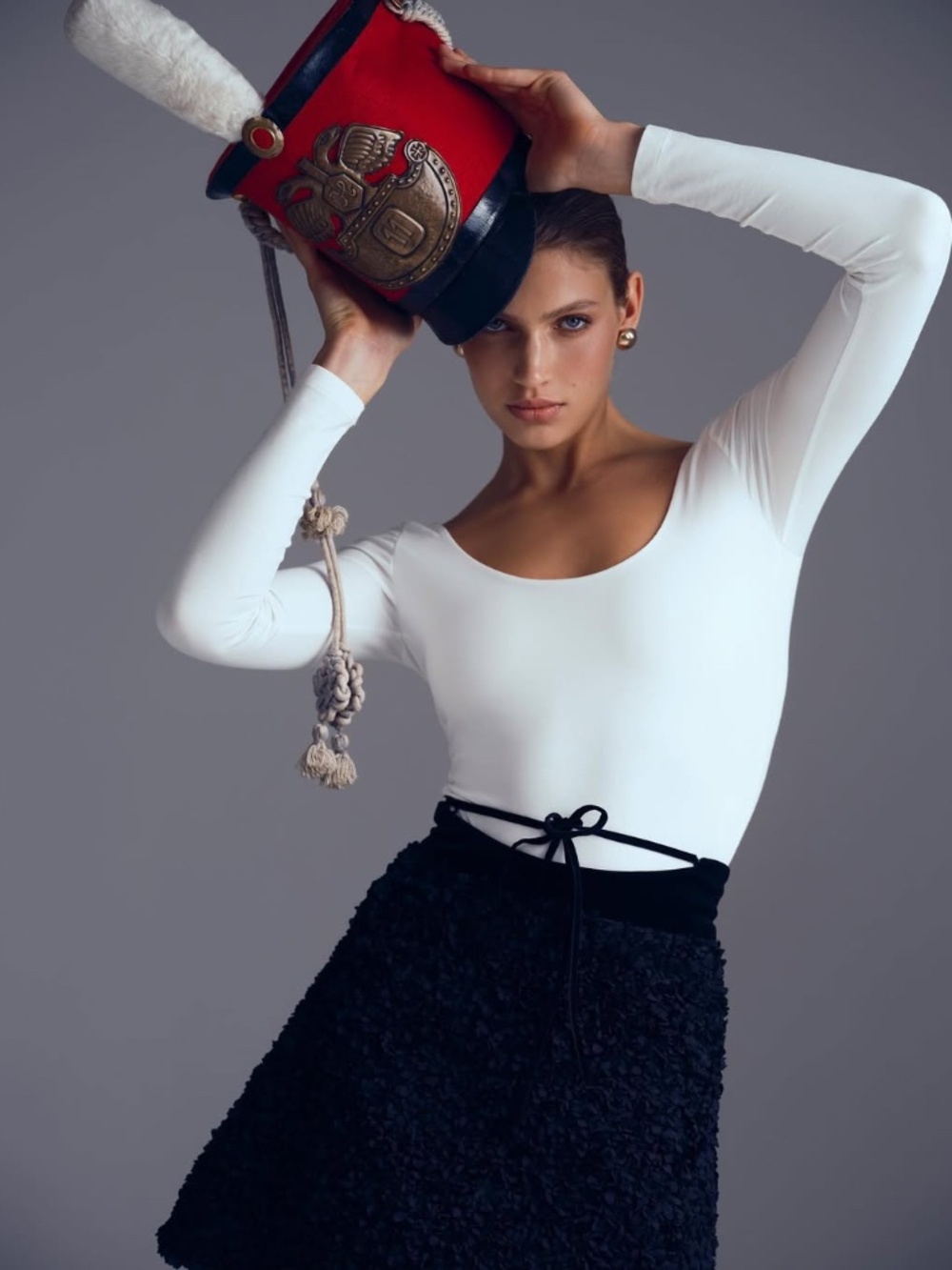 Black Textured A Line Skirt